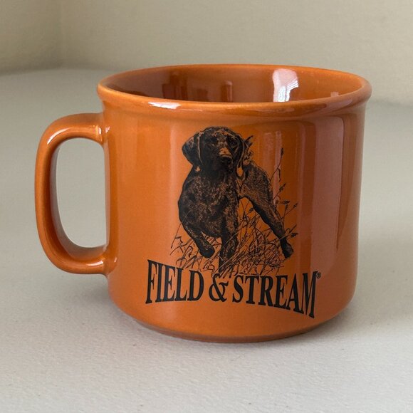 Black Labrador Retriever Dog Mug Field And Stream Coffee Cup Orange Man Cave - Picture 1 of 16